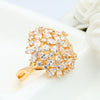 Women's Copper Zircon Flower Ring With Palace Style Sparkling Inlay And Statement Design