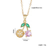 Women's Copper Zircon Fruit Red Cherry Pendant Necklace With Electroplating And Mixed Gemstone Inlay
