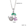 Women's Copper Zircon Fruit Red Cherry Pendant Necklace With Electroplating And Mixed Gemstone Inlay