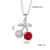 Women's Copper Zircon Fruit Red Cherry Pendant Necklace With Electroplating And Mixed Gemstone Inlay
