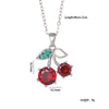Women's Copper Zircon Fruit Red Cherry Pendant Necklace With Electroplating And Mixed Gemstone Inlay