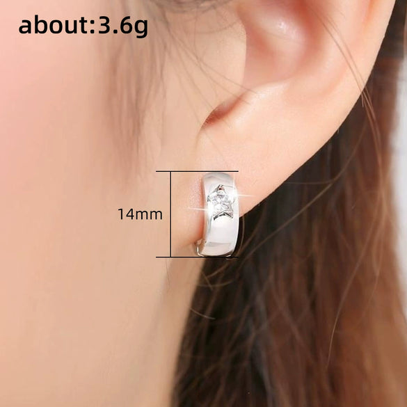 Women's Copper Zircon Geometric Fivepointed Star Earrings Popular Jewelry Wholesale