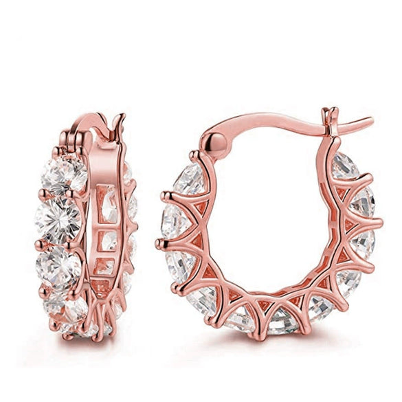 Women's Copper Zircon Geometric Style Earrings
