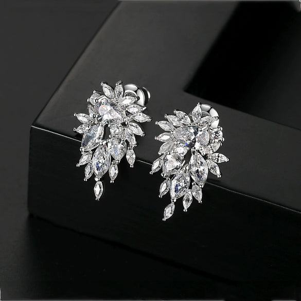 Women's Copper Zircon Geometry Drop Earrings Real Gold Electroplated Fashion Statement Jewelry