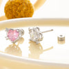 Women's Copper Zircon Heart Shape Earrings Set With Diamonds