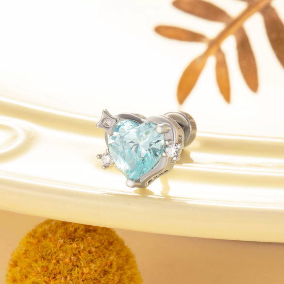 Women's Copper Zircon Heart Shape Earrings Set With Diamonds