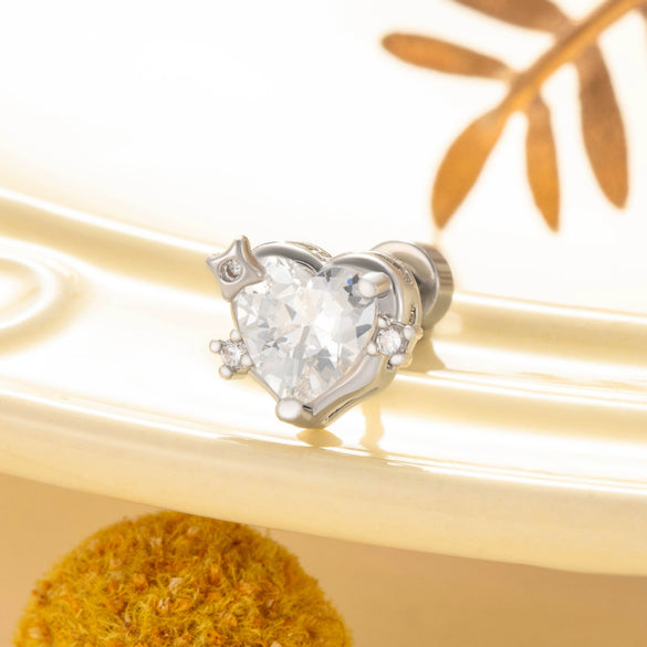 Women's Copper Zircon Heart Shape Earrings Set With Diamonds