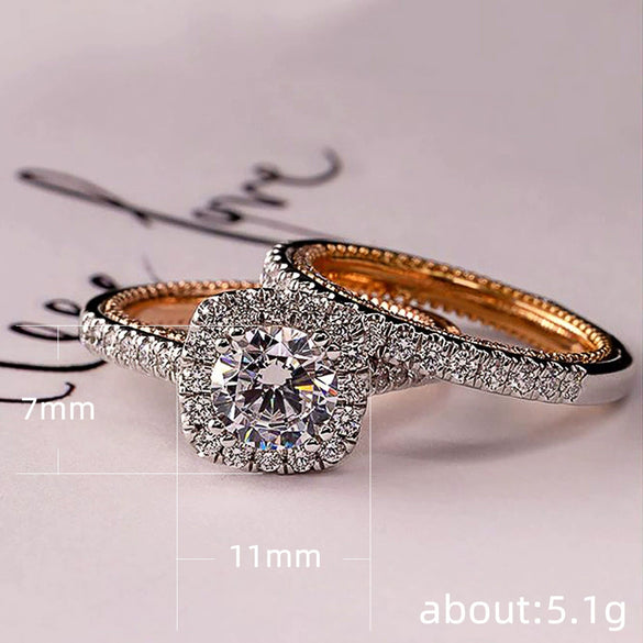 Women's Copper Zircon Inlaid Geometric Ring