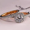 Women's Copper Zircon Inlaid Geometric Ring