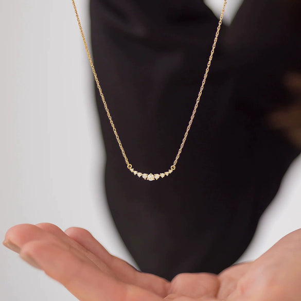 Women's Copper Zircon Microinlaid Geometric Smiling Face Shape Fashionable Light Luxury Necklace