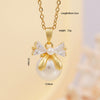 Women's Copper Zircon Necklace With Bow Pearl Pendant Electroplating Mixed Gemstone Inlay Light Luxury Design