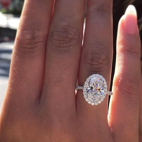 Women's Copper Zircon Oval Geometric Light Luxury Ring