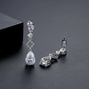 Women's Copper Zircon Water Drop Earrings With Geometric Long Square Design For Bridal And Evening Wear