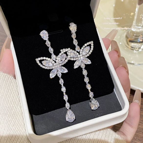 Women's Copper Zirconia Animal Zodiac Style Long Earrings