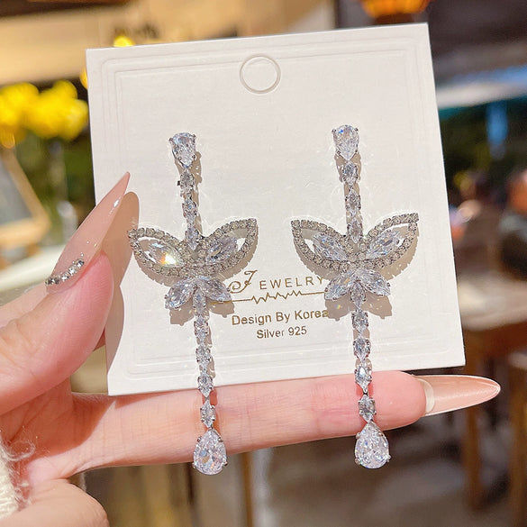 Women's Copper Zirconia Animal Zodiac Style Long Earrings