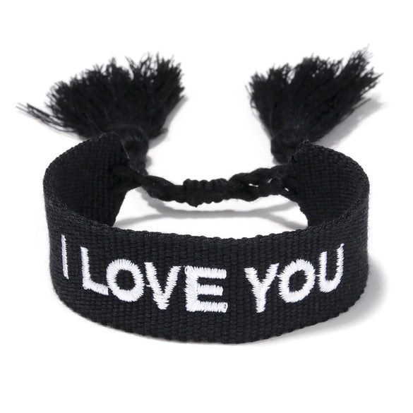 Women's Cotton Rope Embroidery Woven Bracelet With Letters Numbers Text Pattern