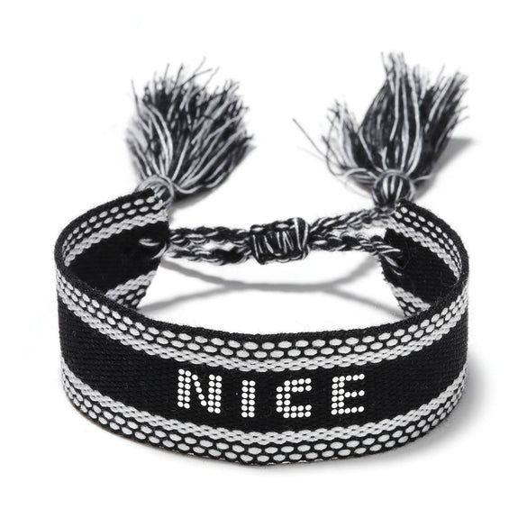 Women's Cotton Rope Embroidery Woven Bracelet With Letters Numbers Text Pattern