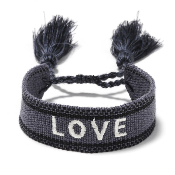 Women's Cotton Rope Embroidery Woven Bracelet With Letters Numbers Text Pattern