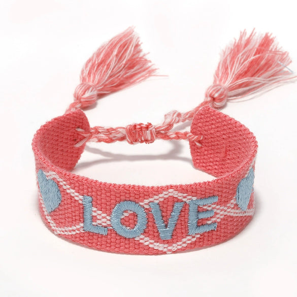Women's Cotton Rope Embroidery Woven Bracelet With Letters Numbers Text Pattern