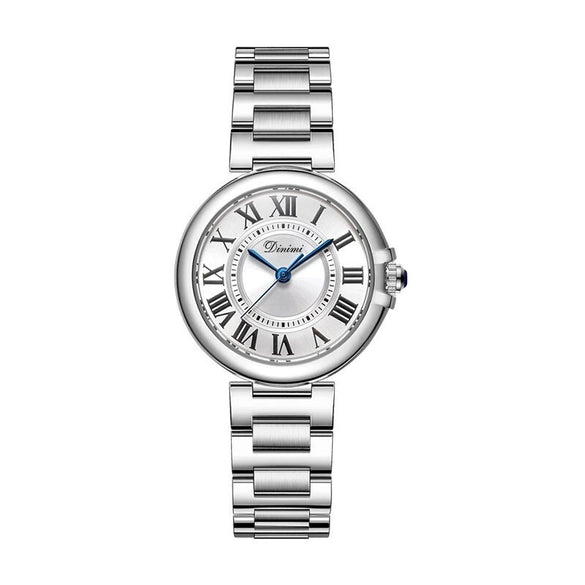 Women's Couple Quartz Watch Alloy Case Leather And Alloy Strap Round Dial Retro Roman Scale Leisure Style
