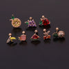 Women's Creative Fruit Style Stainless Steel Inlaid Zircon Earrings