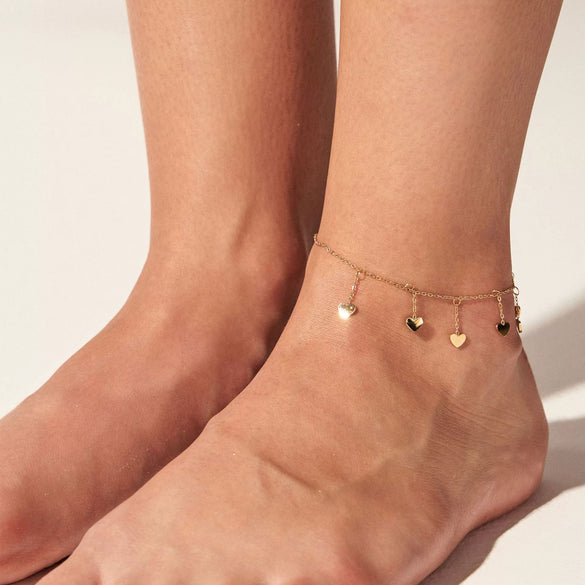 Women's Creative Love Butterfly Fivepointed Star Tassel Pendant Anklet In Stainless Steel With Light Luxury Style And Geometric Design