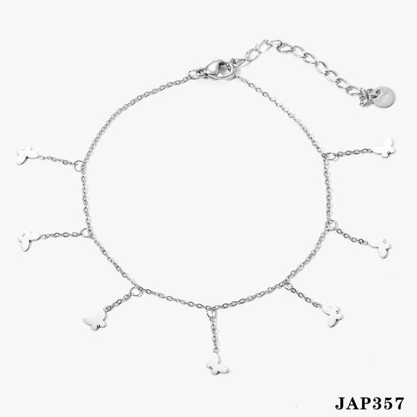 Women's Creative Love Butterfly Fivepointed Star Tassel Pendant Anklet In Stainless Steel With Light Luxury Style And Geometric Design