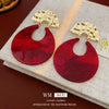Women's Creative Retro Exaggerated Plastic And Resin Earrings With Geometric Design And Electroplating