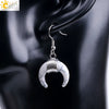 Women's Crescent Moon Natural Stone And Alloy Hook Earrings With Electroplated Winding Design