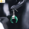 Women's Crescent Moon Natural Stone And Alloy Hook Earrings With Electroplated Winding Design