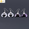 Women's Crescent Moon Natural Stone And Alloy Hook Earrings With Electroplated Winding Design