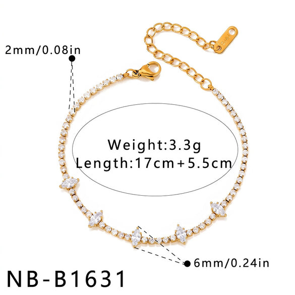 Women's Crossshaped Electroplated Stainless Steel Bracelet And Anklet Set With Cubic Zirconia And Rhinestone Embellishments