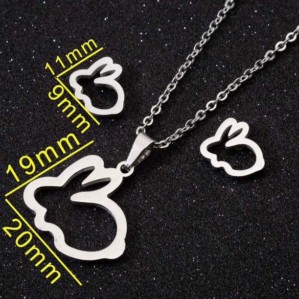 Women's Crown Pattern Stainless Steel Necklace And Earrings Set With Electroplated Finish And O Chain Design