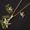 Women's Crown Pattern Stainless Steel Necklace And Earrings Set With Electroplated Finish And O Chain Design