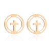 Women's Crown Pattern Stainless Steel Necklace And Earrings Set With Electroplated Finish And O Chain Design