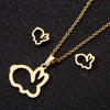 Women's Crown Pattern Stainless Steel Necklace And Earrings Set With Electroplated Finish And O Chain Design