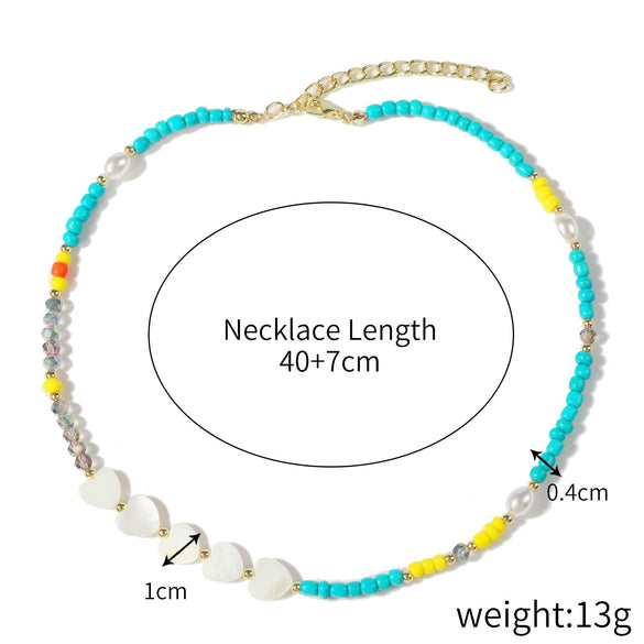Women's Crystal Beaded Handmade Shell Necklace With Flower Pattern