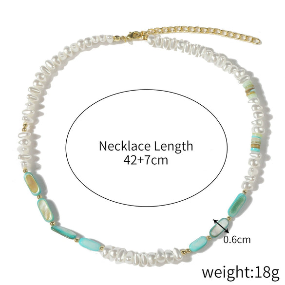 Women's Crystal Beaded Handmade Shell Necklace With Flower Pattern