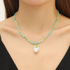 Women's Crystal Beaded Handmade Shell Necklace With Flower Pattern