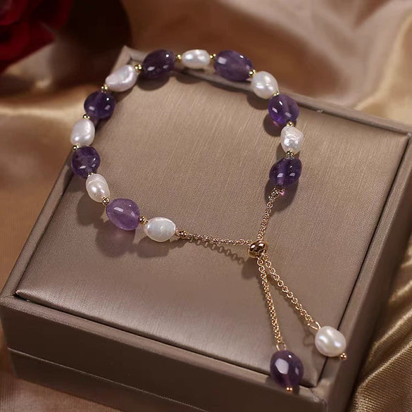 Women's Crystal Bracelet With Dongling Jade And Freshwater Pearl Simple Distinctive Baroque Style