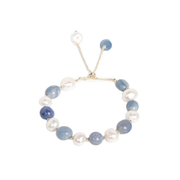 Women's Crystal Bracelet With Dongling Jade And Freshwater Pearl Simple Distinctive Baroque Style