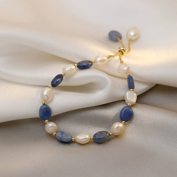 Women's Crystal Bracelet With Dongling Jade And Freshwater Pearl Simple Distinctive Baroque Style