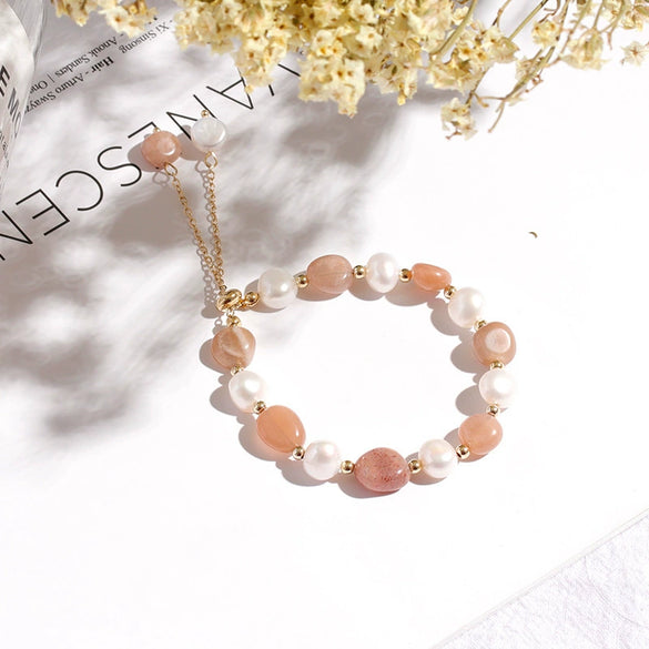 Women's Crystal Bracelet With Dongling Jade And Freshwater Pearl Simple Distinctive Baroque Style