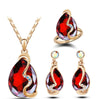 Women's Crystal Dropshaped Jewelry Set With Earrings Necklace And Ring Electroplated Alloy And Bamboo Chain Design