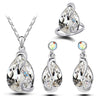 Women's Crystal Dropshaped Jewelry Set With Earrings Necklace And Ring Electroplated Alloy And Bamboo Chain Design