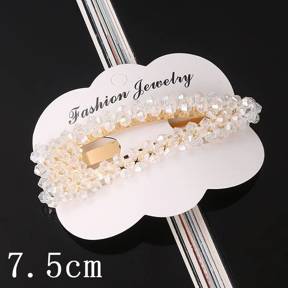 Women's Crystal Geometric Bow Hair Clip Handwoven Bb Clip Hairpin For Bangs Styling