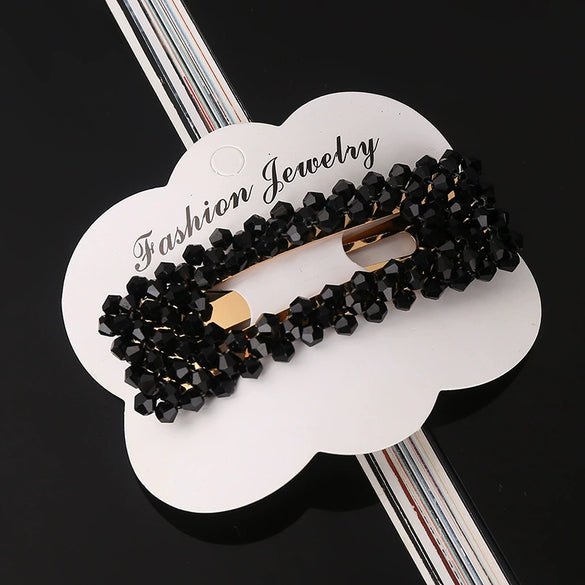 Women's Crystal Geometric Bow Hair Clip Handwoven Bb Clip Hairpin For Bangs Styling