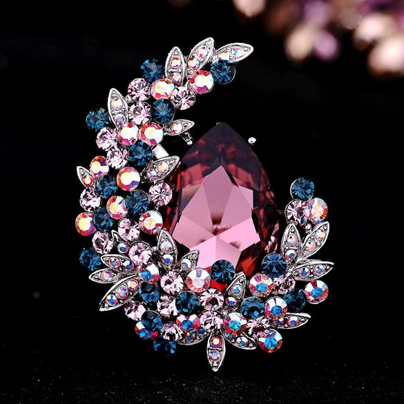 Women's Crystal Moon Brooch Alloy Accessories For Sweaters Autumn And Winter Diamond Design Simple Personality Corsage
