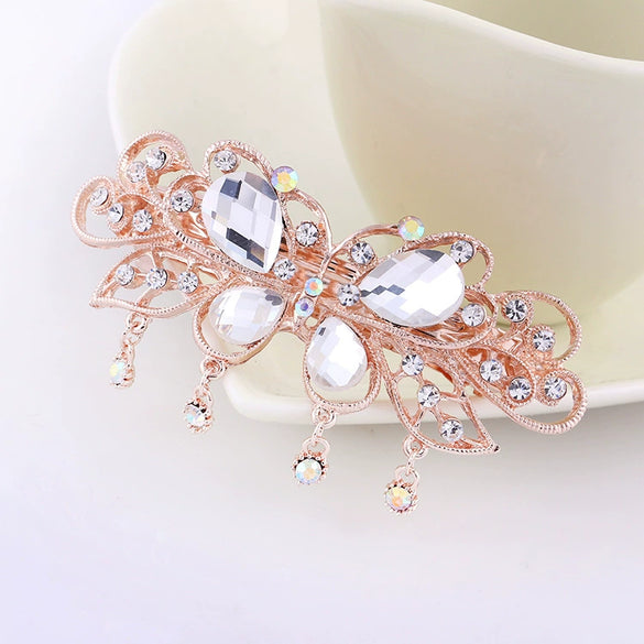 Women's Crystal Tassel Bow Rhinestone Ponytail Hairpin With Electroplating And Animal Style