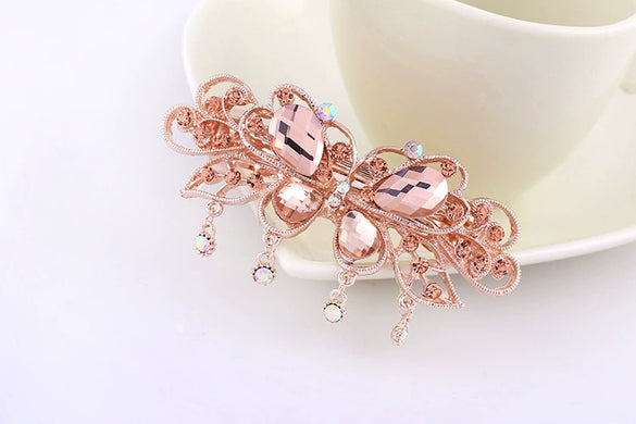 Women's Crystal Tassel Bow Rhinestone Ponytail Hairpin With Electroplating And Animal Style